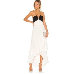 Jill Jill Stuart Strapless Ruffle Gown black/white